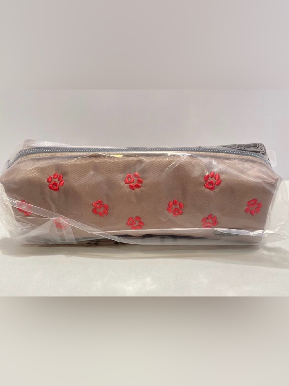 Lug Embroidered Zib Pouch in Sandy Taupe NWT